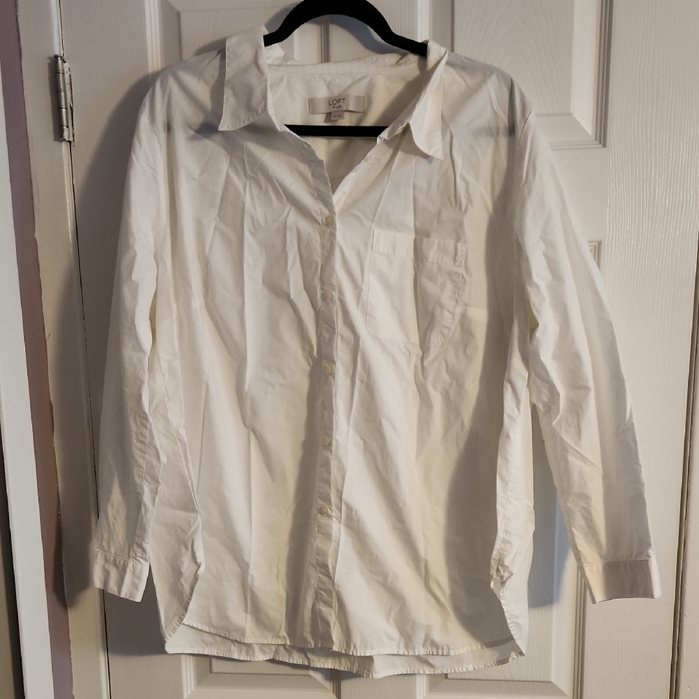 LOFT plus white button down shirt 18W